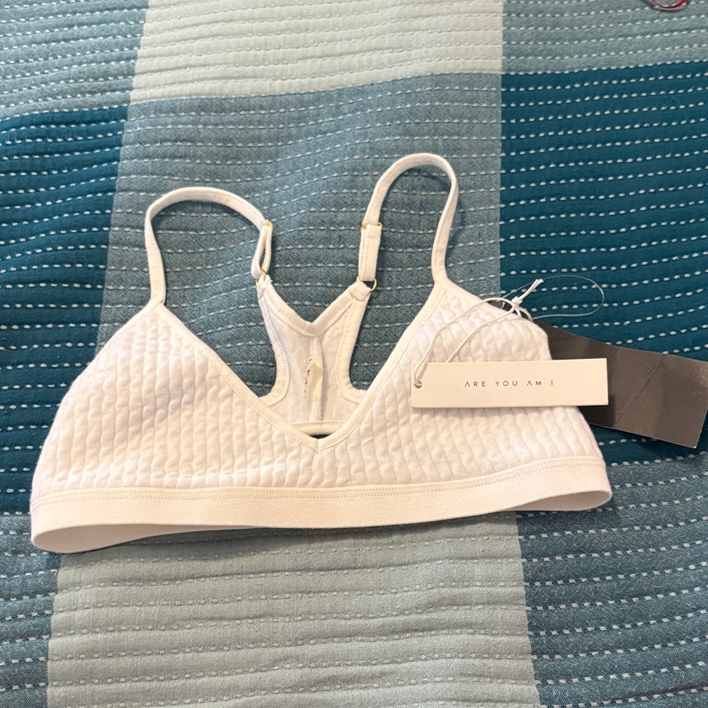 ARE YOU AM I White Textured Bralette